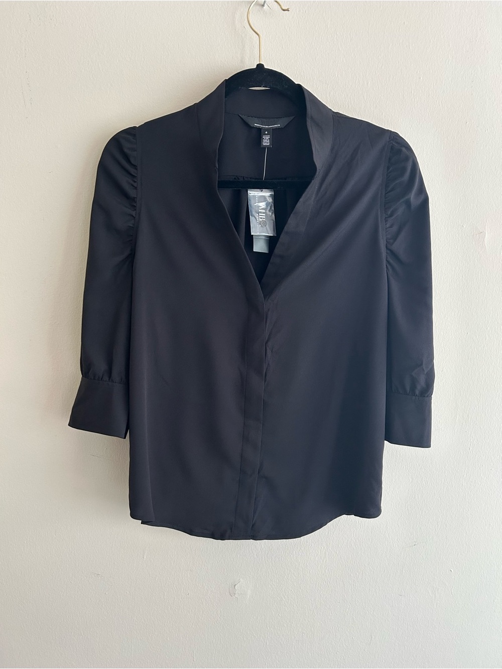 White House Black Market Black V-Neck Blouse